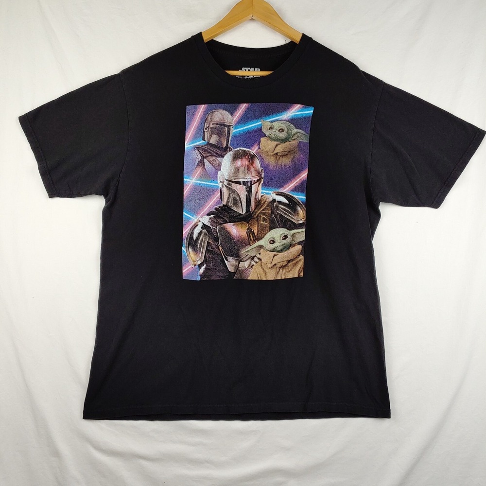 Star Wars Mad Engine T Shirt Mens XL Black Mandalorian Groogoo Short Sleeve